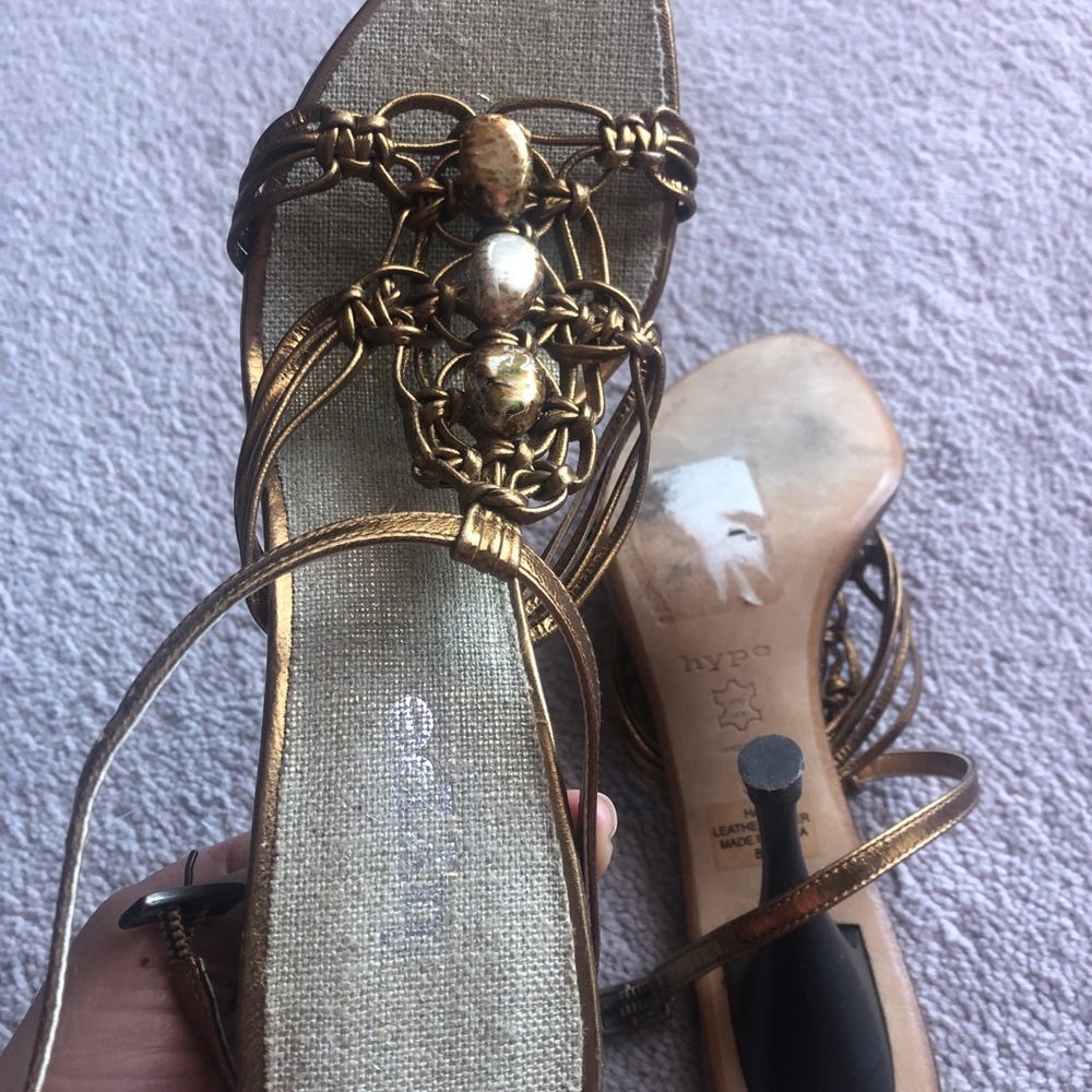Strappy leather heeled sandals by Hype